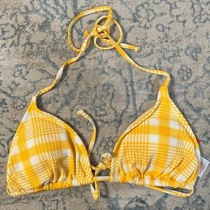 Yellow Checkered Bikini Top